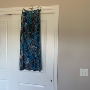 Susan Graver Teal and Black Paisley Maxi Skirt